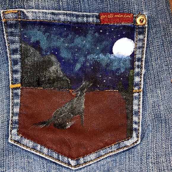 custom paint 7FAMK jeans - Picture 4 of 7